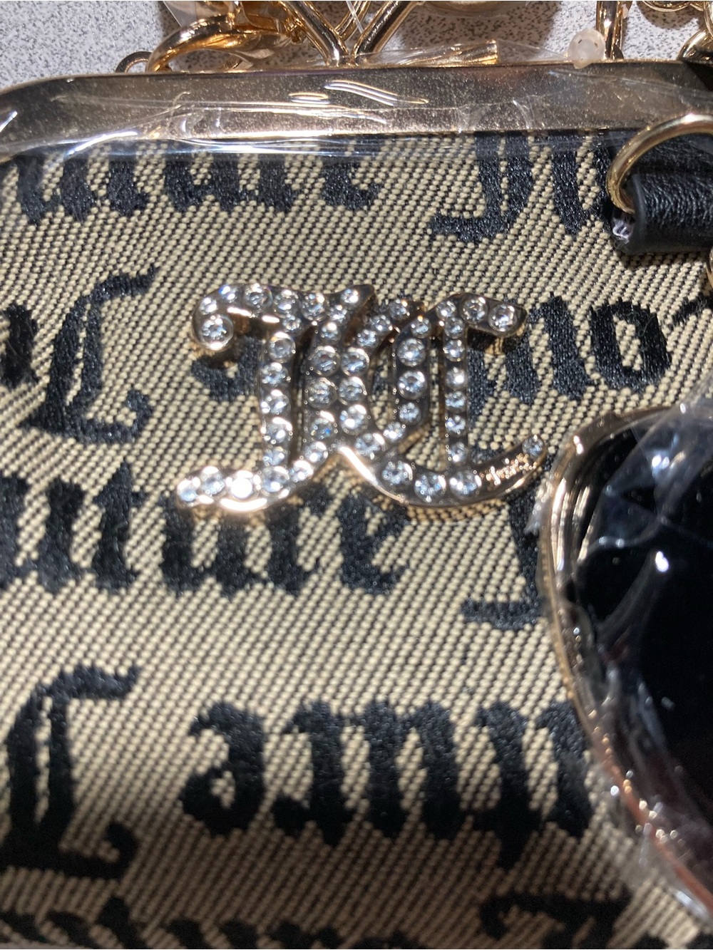 Juicy Couture Gold Logo Mini Crossbody Bag with Black Heart Charm - Picture 3 of 13